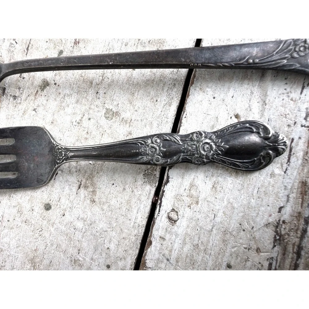 1847 Rogers Bros International Silver Tudor Plate Oneida Fork &‎ Spoon Set